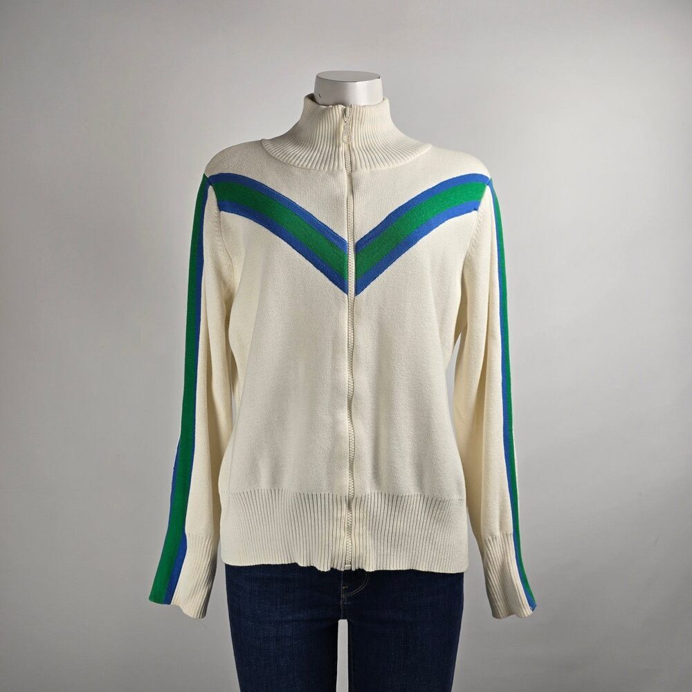 Vintage Sportek Cream Zip Up Sweater Size XL